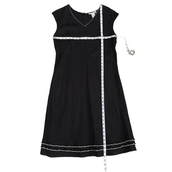 Vintage Jillian Jones 100% Linen Black Sleeveless Ruffled Midi Dress Size 16 - Picture 8 of 8